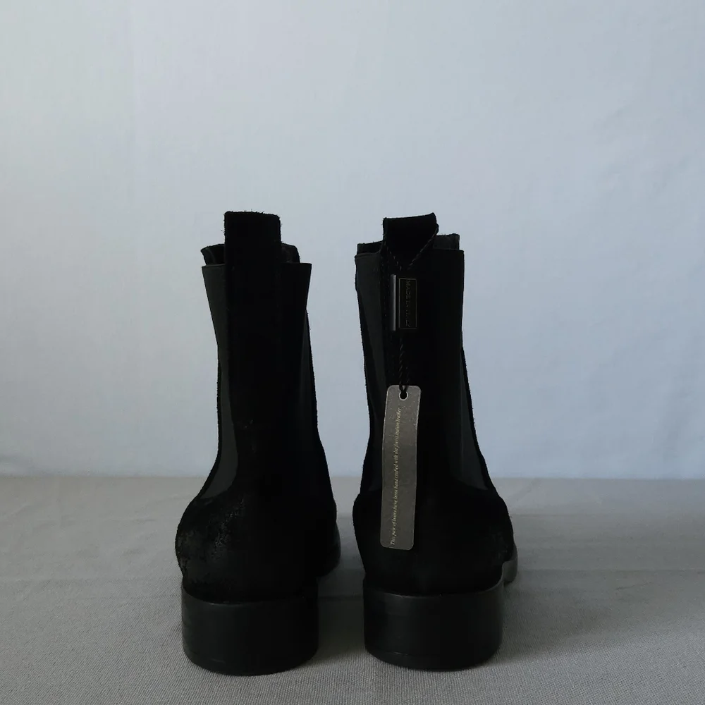 Emanuele Crasto Made in Italy Black Leather Chelsea Boots EU 40 / US 9 Suede New